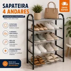 SAPATEIRA ORGANIZADORA PORTA SAPATOS VERTICAL COMPACTA 4 ANDARES INOX MULTIUSO CALÇADO ARARA SAPATOS