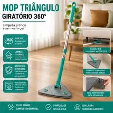 MOP ESFREGÃO VASSOURA TRIANGULAR 360 AUTO LIMPANTE MODERNO PRATICO AJUSTAVEL LEVE PRATICO DURÁVEL