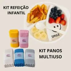 PRATO PRATINHO ALIMENTAÇÃO PARA BEBES CRIANÇAS PRATO TALHER COLHER + PANOS MULTIUSO MICROFIBRA MICROONDAS