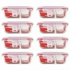 POTE DE VIDRO COM DIVISORIA VIDRO 580 ML KIT CONJUNTO 8 UNIDADES
