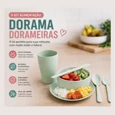 Dorama Alimentação refeição 6 Peças Prato Talher tigela copo kit palha de trigo funcional moderno