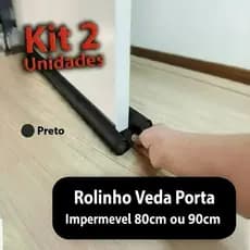 Kit 02 Veda Porta Tradicional Protetor Rolinho 80cm ou 90cm Impermeável Proteção Dupla
