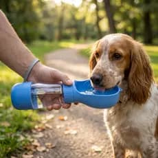 Garrafa Portátil Pet 2 Em 1 Água e Ração Cachorro Gato Bebedouro Comedouro