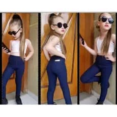 Kit 2  Calças Leggings Infantil Jeans Skinny Menina Uniforme