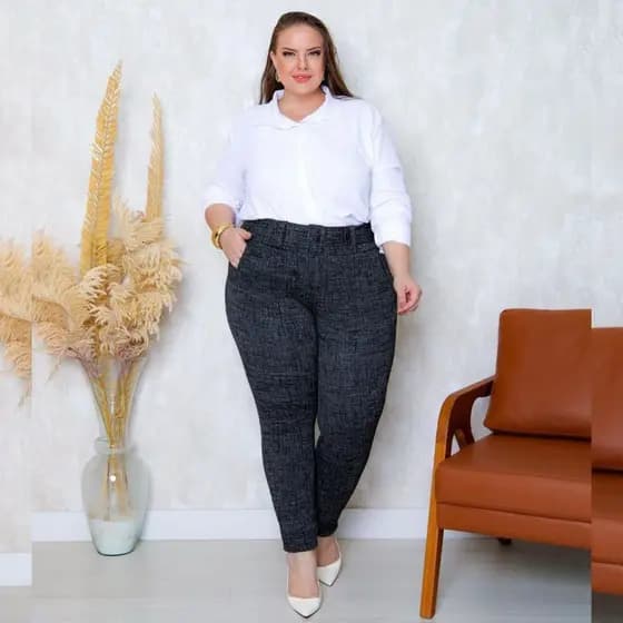 Calça Plus Size Skinny Cintura Alta Tamanho Grande Não Fica Transparente Não Marca