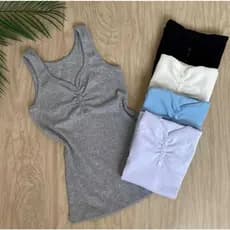 Blusa Regata Malha Canelada Algodão Tamanho Grande Dia a Dia Amamentação Confortavel