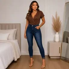 Blusa transpassada feminina manga curta 3 em 1