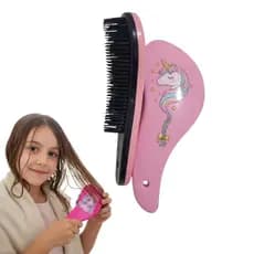 Escova de Cabelo Infantil Unicórnio Colorida Desembaraça Sem Puxar