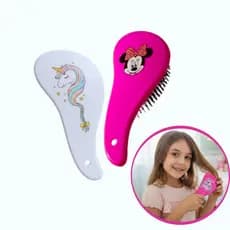 Escova de Cabelo Infantil kit Minnie + Unicórnio Escova Desembaraçadora e Antifrizz