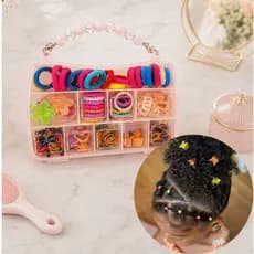 Xuxinhas Para Cabelo Infantil com Maletinha - Elásticos, Presilhas, Xuxinhas e Mini Piranhas
