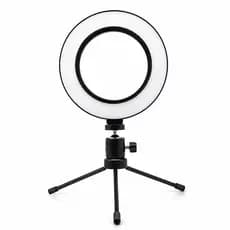 Ring Light 16 Cm Led Bicolor com Dimmer e Tripé para Blog e Make