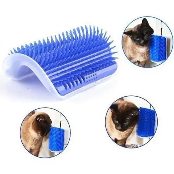 Escova Pet Massagem Massageadora Tira Pelos Gatos Parede + Erva Catnip