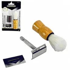 Kit Aparelho De Barbear Barbeador Retro Antigo com Pincel e Lâmina