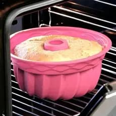 Forma Molde Redonda Vazada de Silicone para Pudim Bolo Torta