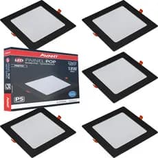5 Painel Plafon Quadrado Embutir 18w Luminária Gesso 6500k Bivolt