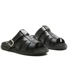 Sandália Franciscana Anti Stress Chinelo Masculino Couro Legítimo Promoção