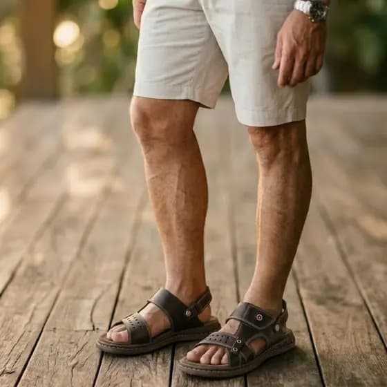 Sandália Antistress Chinelo Masculino Papete Ortopédico Couro Promoção