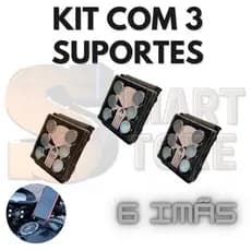 KIT 3 Suportes de Celular 6 Imãs Para Moto Extra Forte