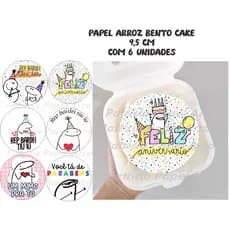 Papel de arroz Bento cake, Mini Bolo, Bolo Marmita com 6 unidades de 9cm