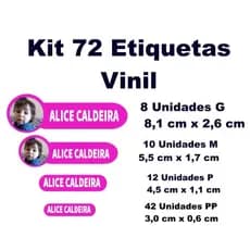 Kit 72 Etiquetas Escolar Personalizada vinil - Com Foto e Nome-Etiqueta escolar - Etiqueta personalizada