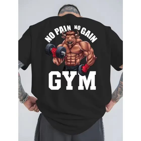 Camiseta Academia Treino 'NO PAIN NO GAIN GYM'