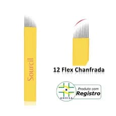 Lamina Pra Tebori Sourcil 12 Flex Chanfrada 0.18 mm micropigmentação microblading