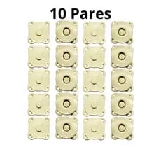 Kit 10 Botao imantado magnetico de costura 18mm Dourado para bolsas carteiras casacos e outros