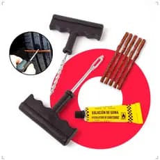 Kit Reparo de Pneus Macarrão Carro Moto sem Câmara Escariador Aplicador Cola