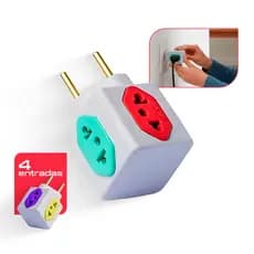Adaptador Cubo 4 Tomadas Benjamin 10A e 20A Amperes