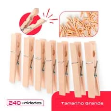 Prendedor de Roupas Pregador de Madeira Reforçado para Varal e Artesanato Grande