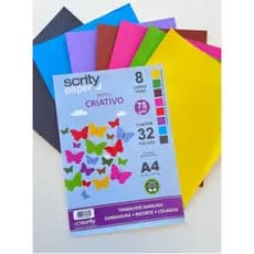 Bloco Papel Criativo A4 75g - 32 Folhas / 08 Cores