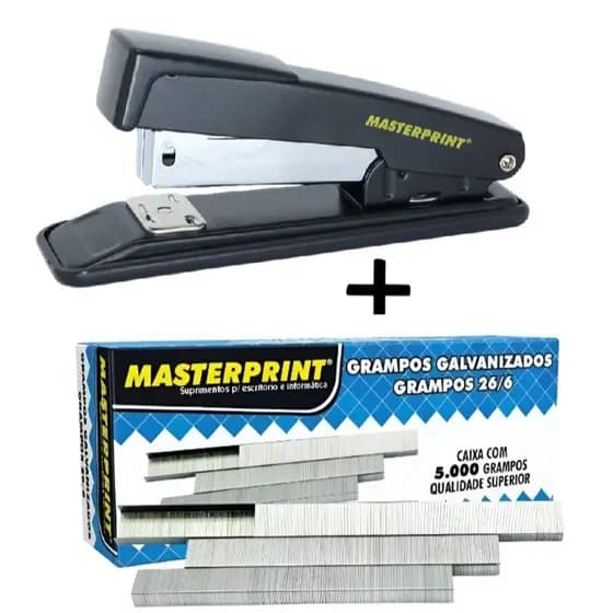 Grampeador Metal 11.5cm 20 fls + 5000 Grampos - Masterprint