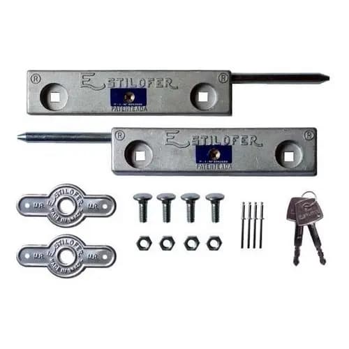 Par Trava Lateral Aluminio Azul Porta De Aço Estilofer Al01