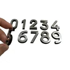 (2pçs) Numero 3.5cm Aluminio Polido Fonte Comercial P/ Apto.