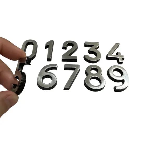 (3pçs) Numero 3.5cm Aluminio Polido Fonte Comercial P/ Apto.