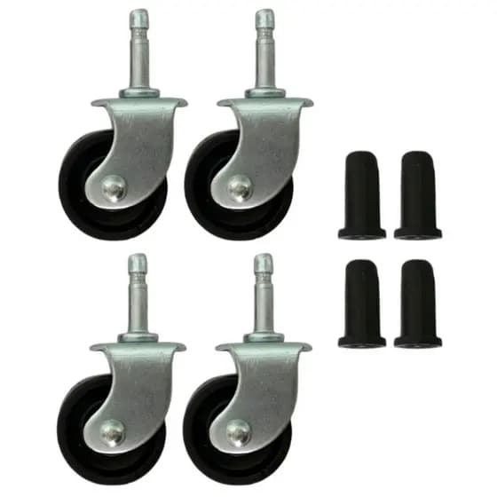 (4pçs) Rodizio Fixo Pino 6mm + Bucha 10mm Roda 32mm Preto