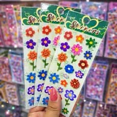 kit de Cartelas de Adesivos de Margaridas Infantil Lembrancinha Escola Criança Figurinhas Sticker Flores