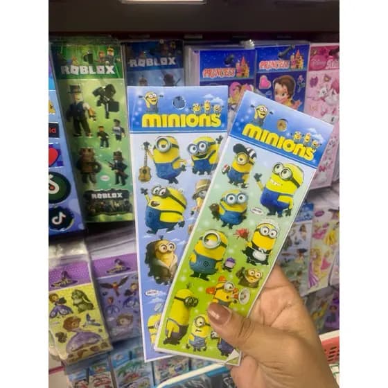 kit de cartelas de adesivo minions - sticker - stiker - adesivos mimions- figurinha infantil escola