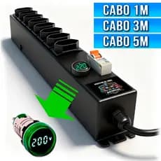Filtro De Linha 20A [Cabo 1mt 3mt 5mt] Com 8 Tomadas Voltímetro E Disjuntor [ASIMOVE PREMIUM]