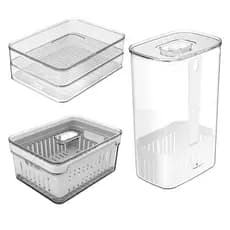 Kit Geladeira Organizador 2,2L + Porta Frios Duplo + Organizador de Temperos 2,3L KTE146 - Ou