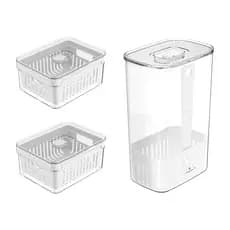 Kit Geladeira 2 Organizadores com Cesto 2,2L + Organizador de Temperos 2,3L KTE145 - Ou