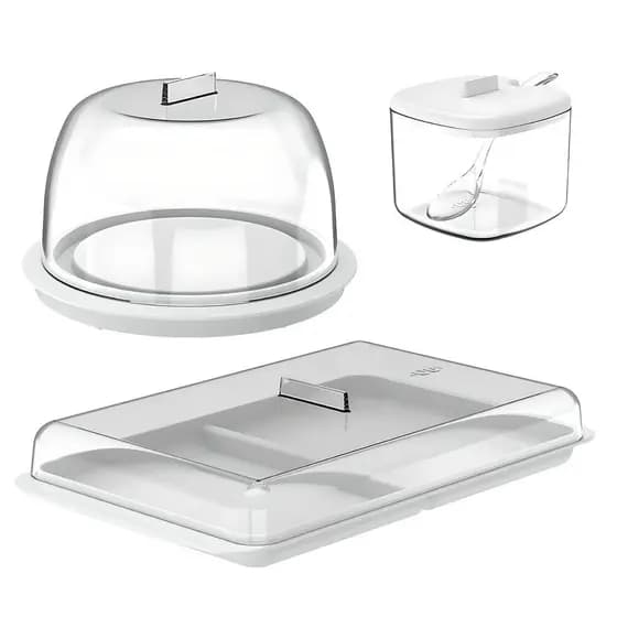 Kit Café da Manhã Porta Frios + Porta Queijo + Açucareiro 200ml KTE144 - Ou