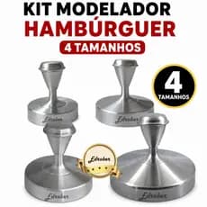 Modelador Hambúrguer 4 Tamanhos 6,8,10 e 12 cms Prensador Profissional Caseiro