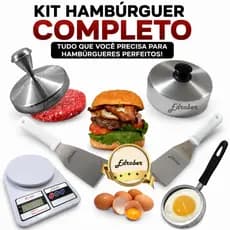 Kit Hambúrguer Completo Modelador 12cm Abafador Espátulas Balança Digital 10kg Modelador de Ovo