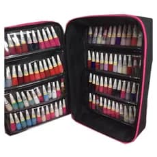 Maleta Mochila P/manicures Para até 90 Esmaltes Bolsa PRETO Com Pink