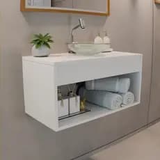 Armário Gabinete de banheiro com Cuba Transparente 60cm Promoção