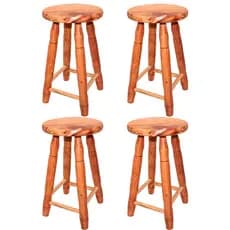 4 Banco Madeira Maciça 50cm Alt Banqueta Tamborete Reforçado Casa