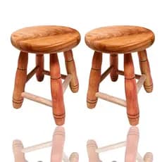 2 Banquinho Pequenos Baixo Infantil Madeira Maciça 30cm de Altura Criança Manicure