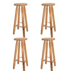 4 Bancos Madeira Maciça 70cm Alta Banqueta Tamborete Reforçado kit conjunto