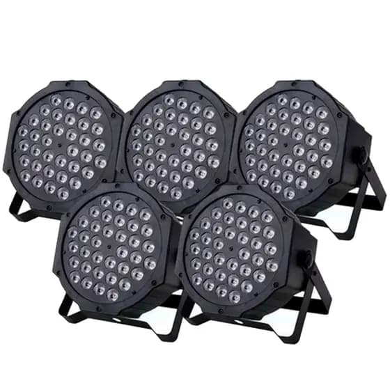 Kit 5 Canhao Refletor Rgbw 36 Leds Strobo Slim Dj
